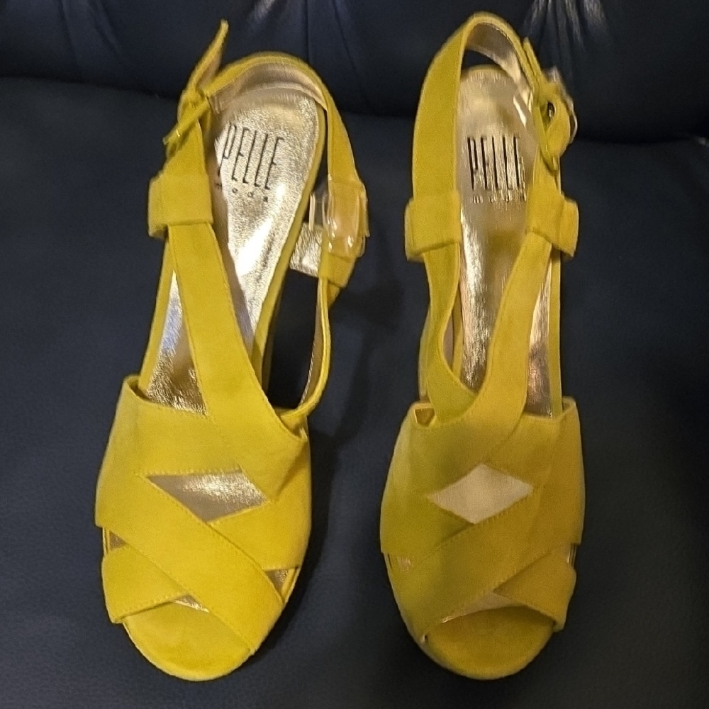 Pelle Moda Yellow Sandals with Elegant Crisscross Straps